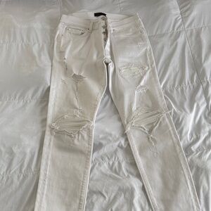 AMIRI Distressed White Jeans